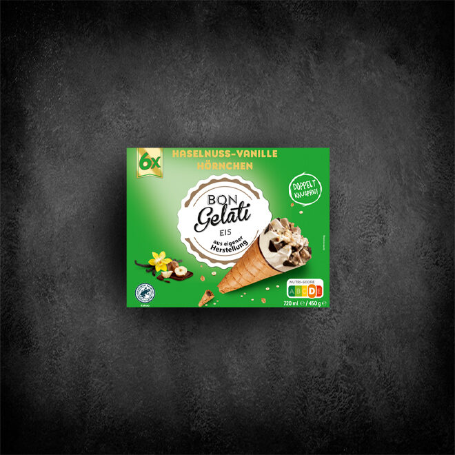 Bon Gelati Waffelhörnchen Haselnuss-Vanille