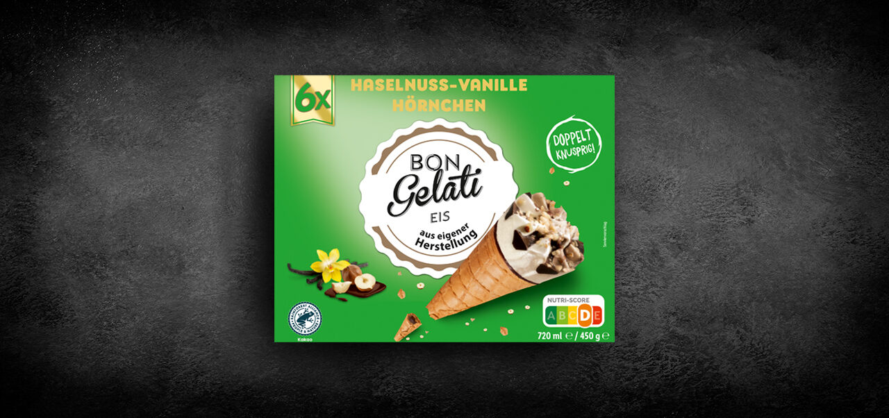 Bon Gelati Haselnuss-Vanille Hörnchen